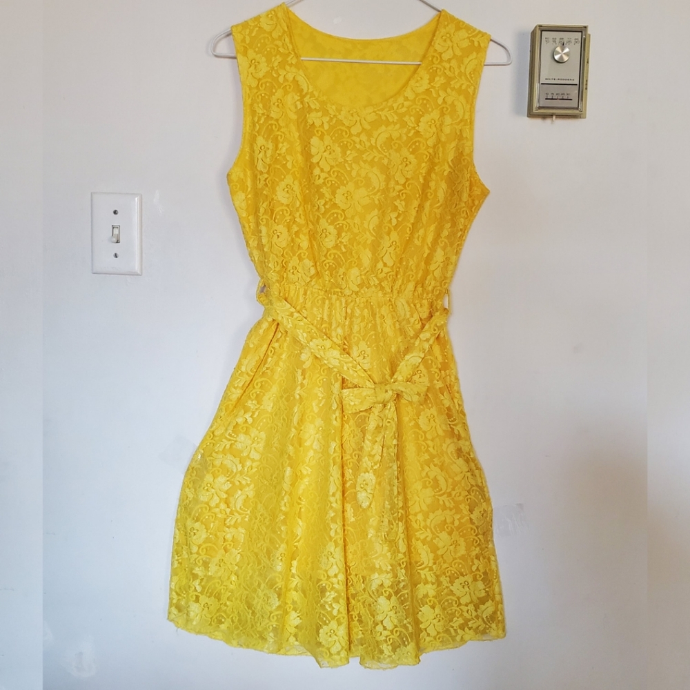 Yellow Floral Lace Dress